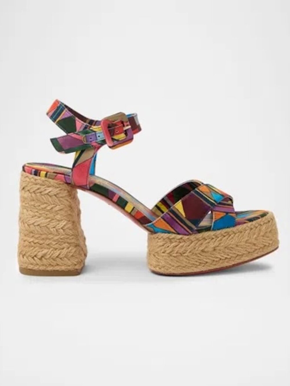 Christian Louboutin CALAKALA 85 Silk Platform Espadrille Sandals Heels Shoes